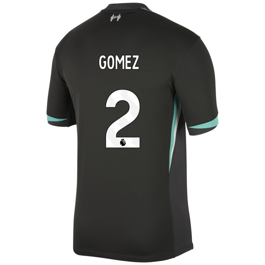 Mænd Joe Gomez #2 Sort Antracit Hvid Udebane Spillertrøjer 2024/25 Trøje T-Shirt