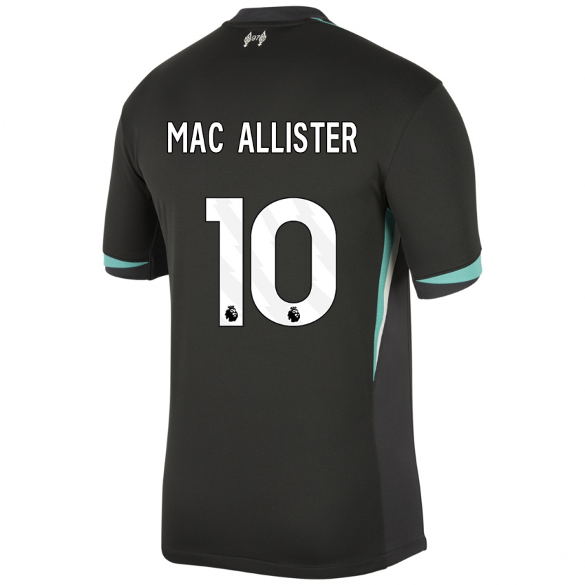 Mænd Alexis Mac Allister #10 Sort Antracit Hvid Udebane Spillertrøjer 2024/25 Trøje T-Shirt