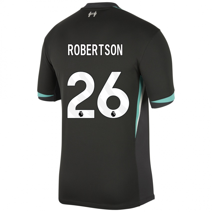 Mænd Andrew Robertson #26 Sort Antracit Hvid Udebane Spillertrøjer 2024/25 Trøje T-Shirt