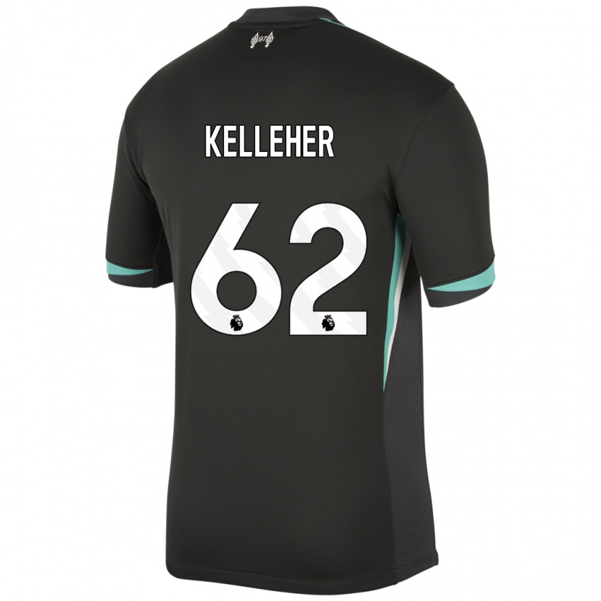 Mænd Caoimhin Kelleher #62 Sort Antracit Hvid Udebane Spillertrøjer 2024/25 Trøje T-Shirt