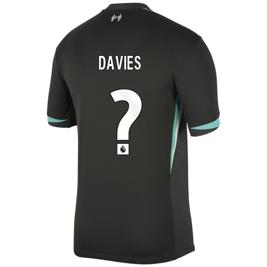 Mænd Harvey Davies #0 Sort Antracit Hvid Udebane Spillertrøjer 2024/25 Trøje T-Shirt