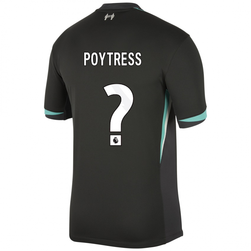 Mænd Jacob Poytress #0 Sort Antracit Hvid Udebane Spillertrøjer 2024/25 Trøje T-Shirt