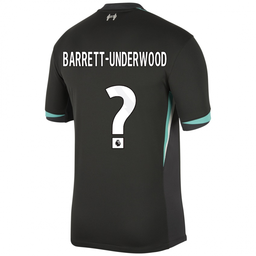 Mænd Keehan Barrett-Underwood #0 Sort Antracit Hvid Udebane Spillertrøjer 2024/25 Trøje T-Shirt