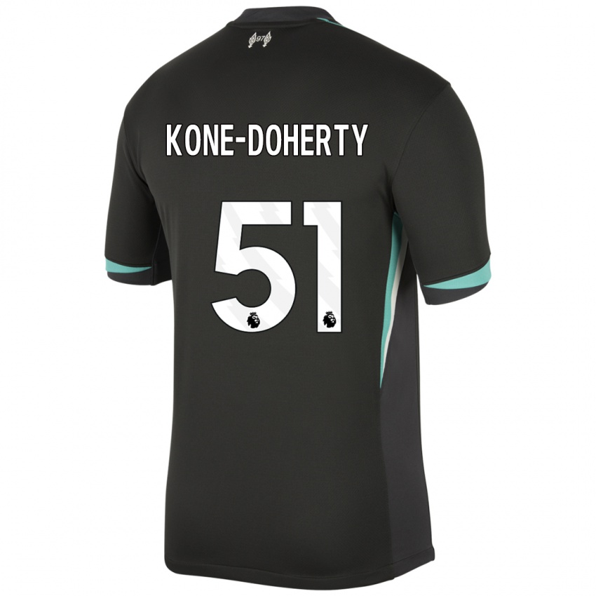 Mænd Trent Kone-Doherty #51 Sort Antracit Hvid Udebane Spillertrøjer 2024/25 Trøje T-Shirt