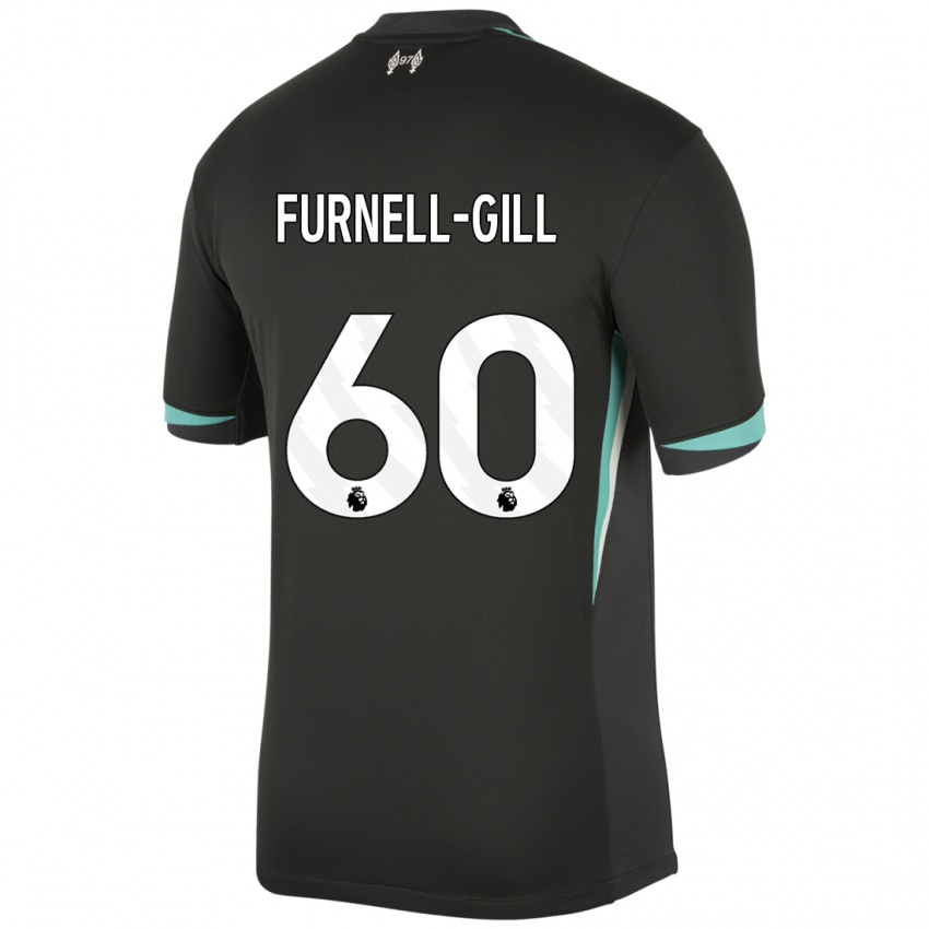 Mænd Luca Furnell-Gill #60 Sort Antracit Hvid Udebane Spillertrøjer 2024/25 Trøje T-Shirt