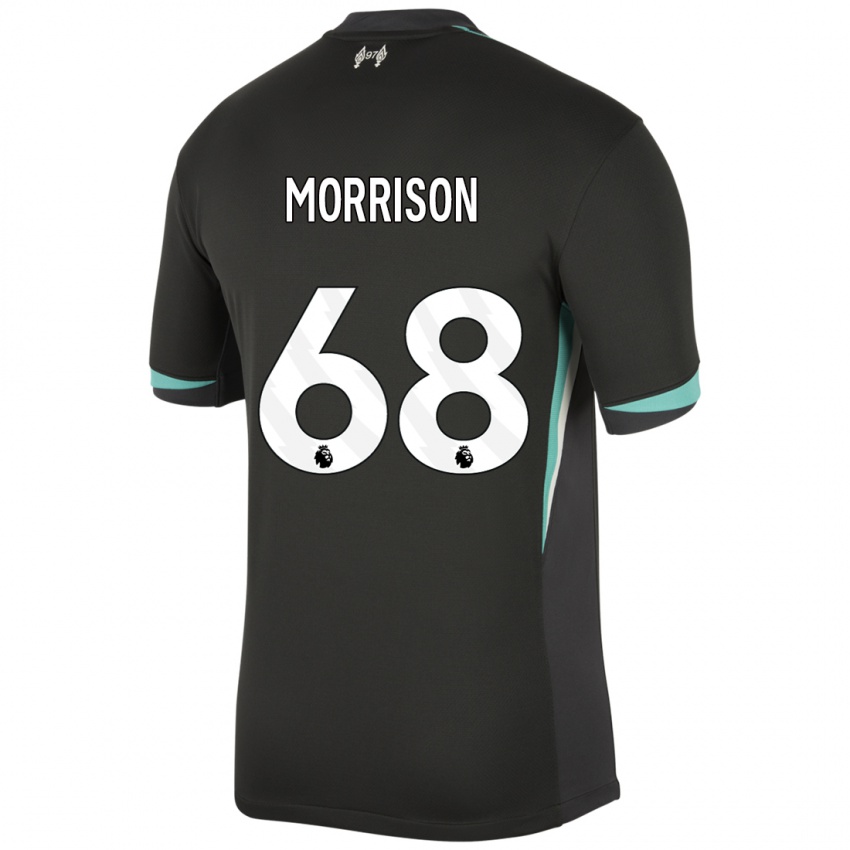 Mænd Kieran Morrison #68 Sort Antracit Hvid Udebane Spillertrøjer 2024/25 Trøje T-Shirt