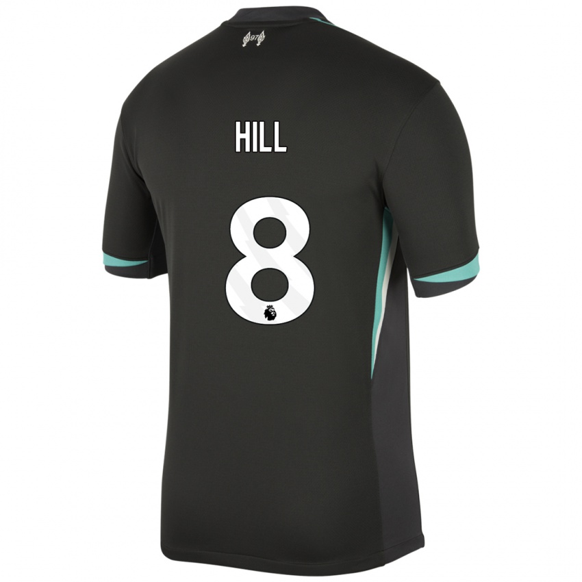 Mænd Tom Hill #8 Sort Antracit Hvid Udebane Spillertrøjer 2024/25 Trøje T-Shirt