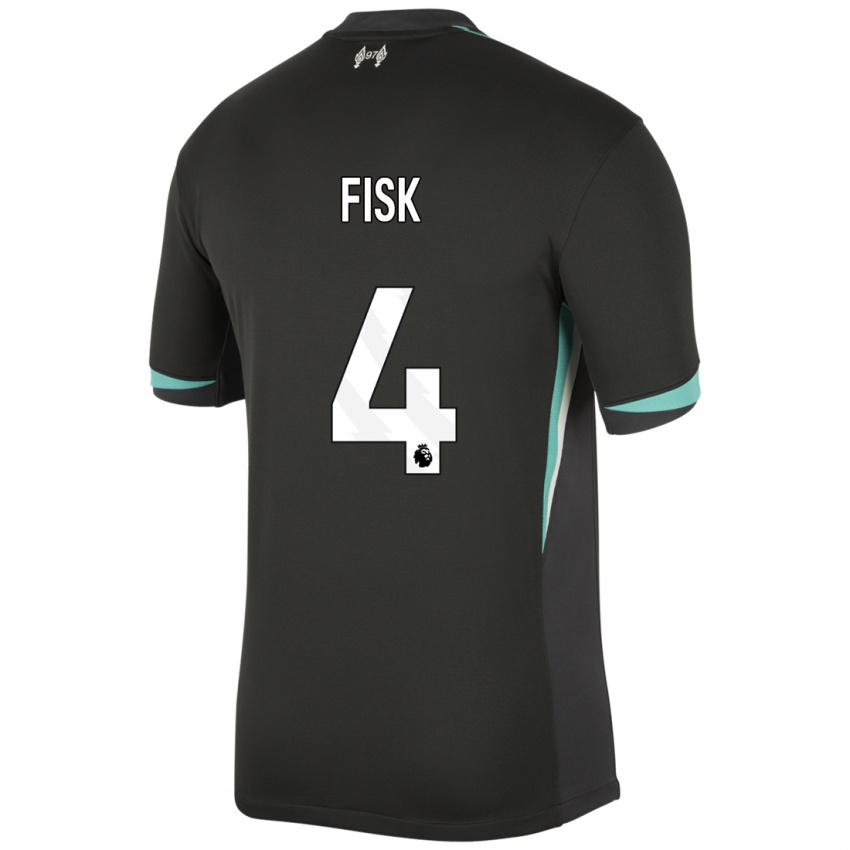 Mænd Grace Fisk #4 Sort Antracit Hvid Udebane Spillertrøjer 2024/25 Trøje T-Shirt