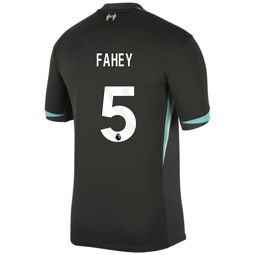 Mænd Niamh Fahey #5 Sort Antracit Hvid Udebane Spillertrøjer 2024/25 Trøje T-Shirt