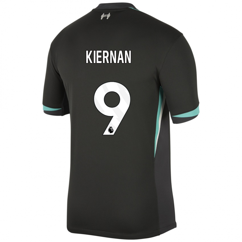 Mænd Leanne Kiernan #9 Sort Antracit Hvid Udebane Spillertrøjer 2024/25 Trøje T-Shirt