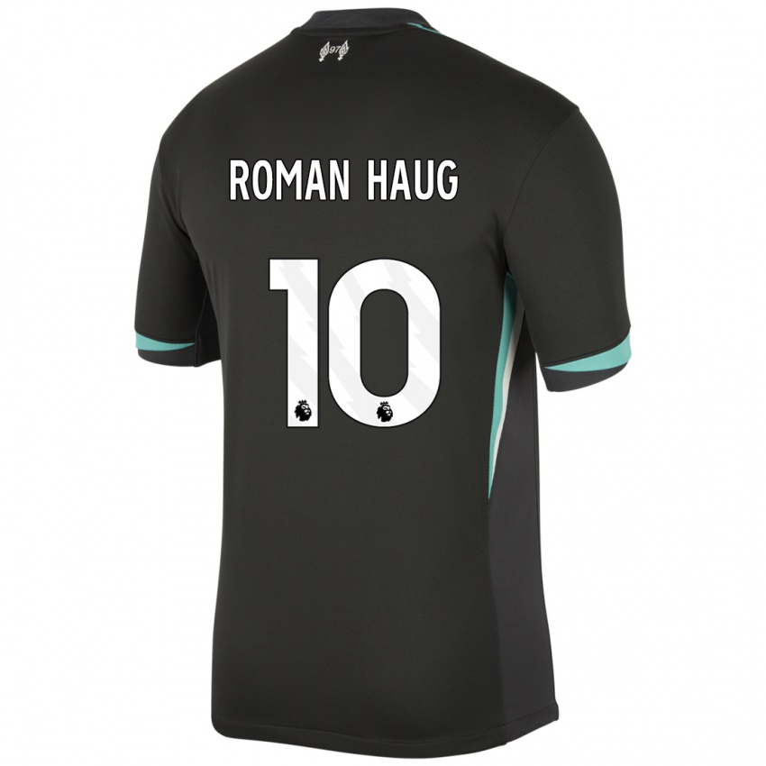 Mænd Sophie Román Haug #10 Sort Antracit Hvid Udebane Spillertrøjer 2024/25 Trøje T-Shirt