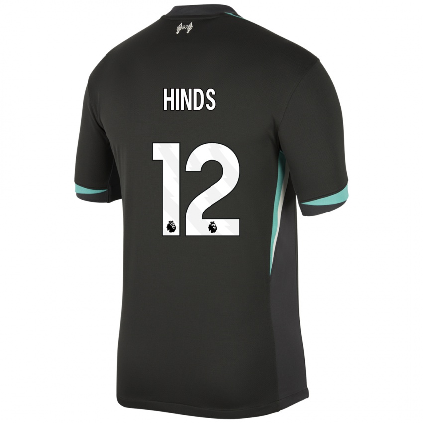 Mænd Taylor Hinds #12 Sort Antracit Hvid Udebane Spillertrøjer 2024/25 Trøje T-Shirt