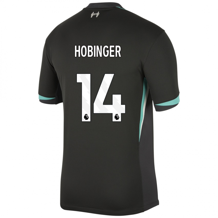 Mænd Marie Höbinger #14 Sort Antracit Hvid Udebane Spillertrøjer 2024/25 Trøje T-Shirt