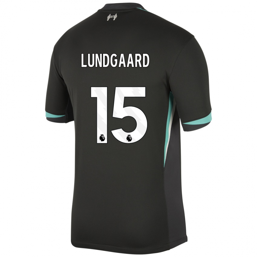 Mænd Sofie Lundgaard #15 Sort Antracit Hvid Udebane Spillertrøjer 2024/25 Trøje T-Shirt