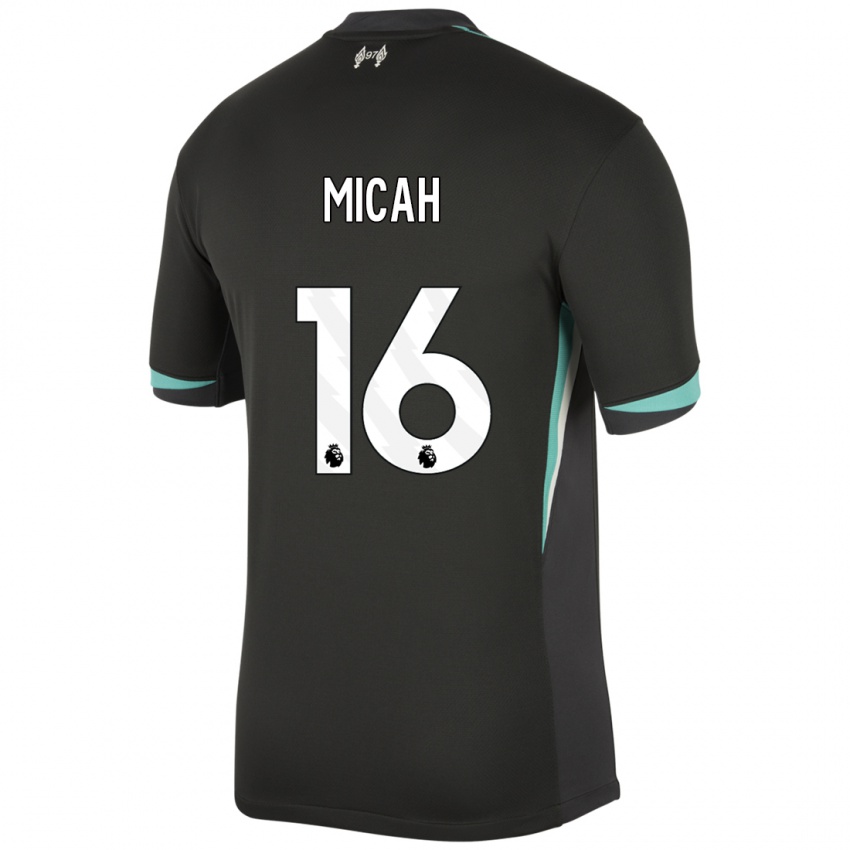 Mænd Teagan Micah #16 Sort Antracit Hvid Udebane Spillertrøjer 2024/25 Trøje T-Shirt