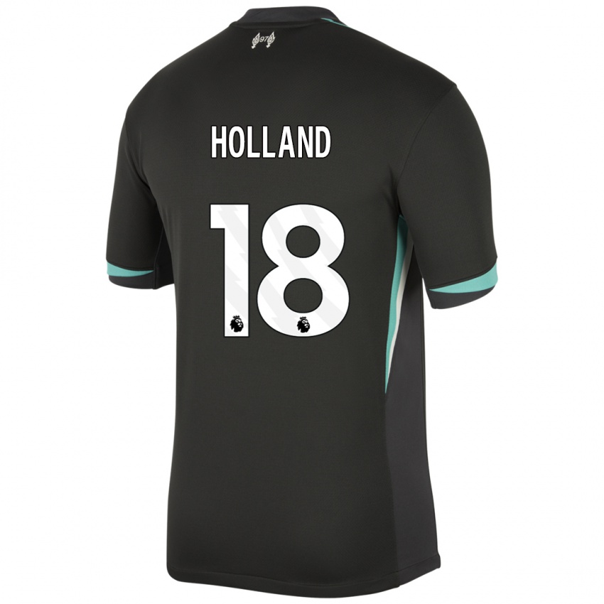 Mænd Ceri Holland #18 Sort Antracit Hvid Udebane Spillertrøjer 2024/25 Trøje T-Shirt