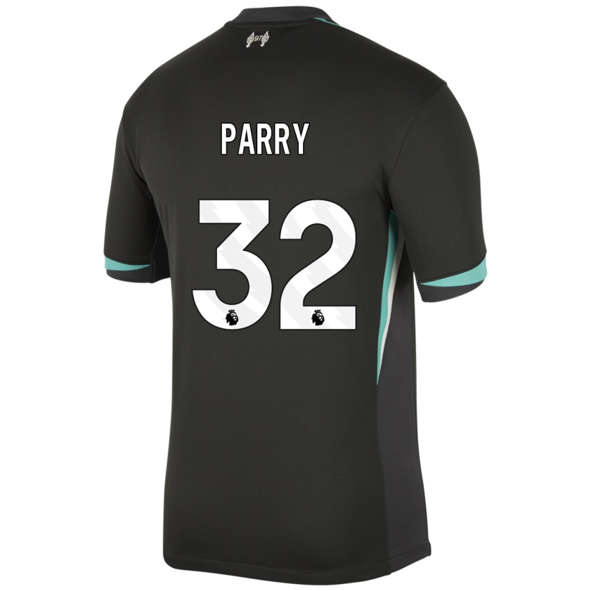 Mænd Lucy Parry #32 Sort Antracit Hvid Udebane Spillertrøjer 2024/25 Trøje T-Shirt