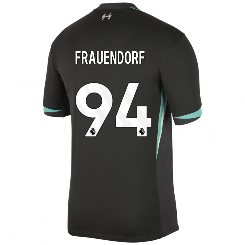 Mænd Melkamu Frauendorf #94 Sort Antracit Hvid Udebane Spillertrøjer 2024/25 Trøje T-Shirt