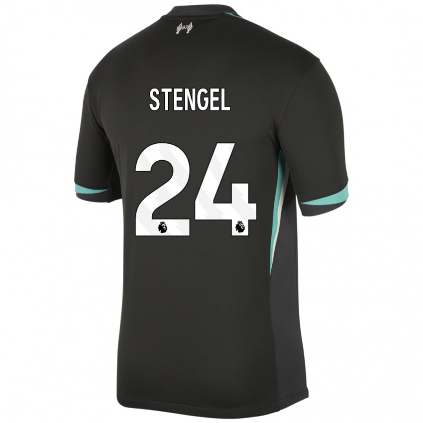 Mænd Katie Stengel #24 Sort Antracit Hvid Udebane Spillertrøjer 2024/25 Trøje T-Shirt