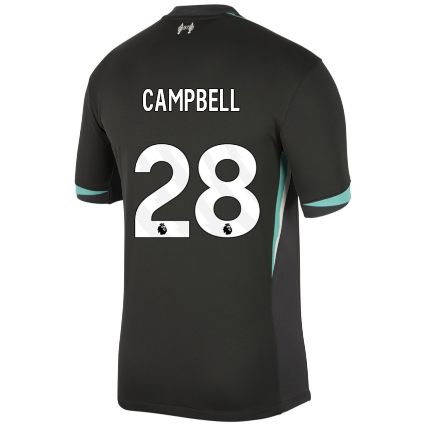 Mænd Megan Campbell #28 Sort Antracit Hvid Udebane Spillertrøjer 2024/25 Trøje T-Shirt