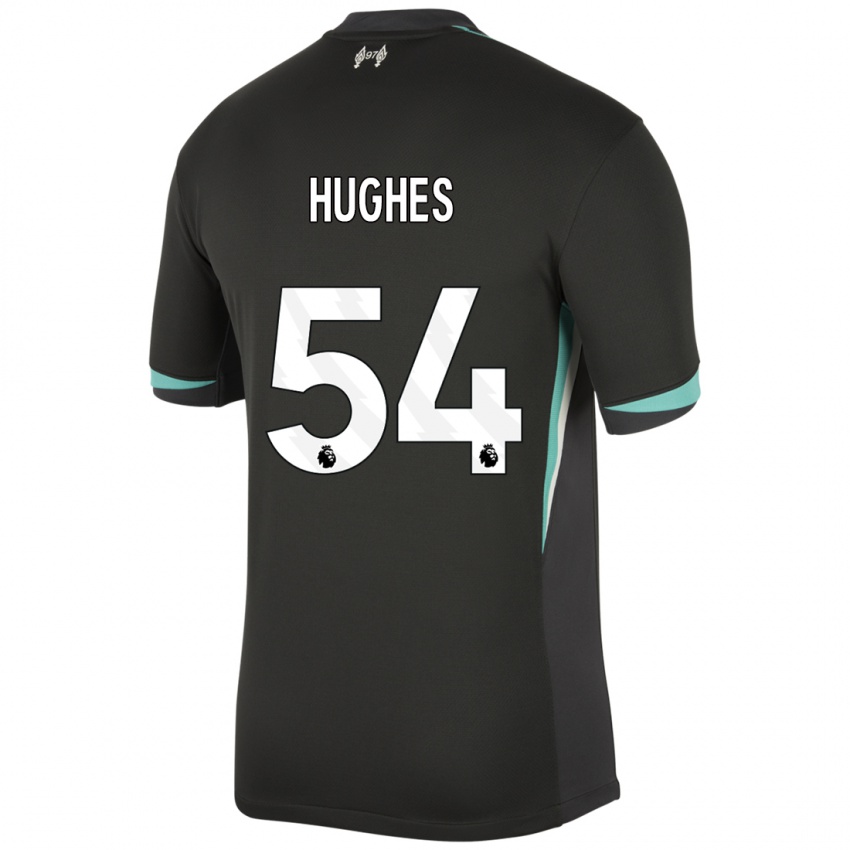 Mænd Liam Hughes #54 Sort Antracit Hvid Udebane Spillertrøjer 2024/25 Trøje T-Shirt