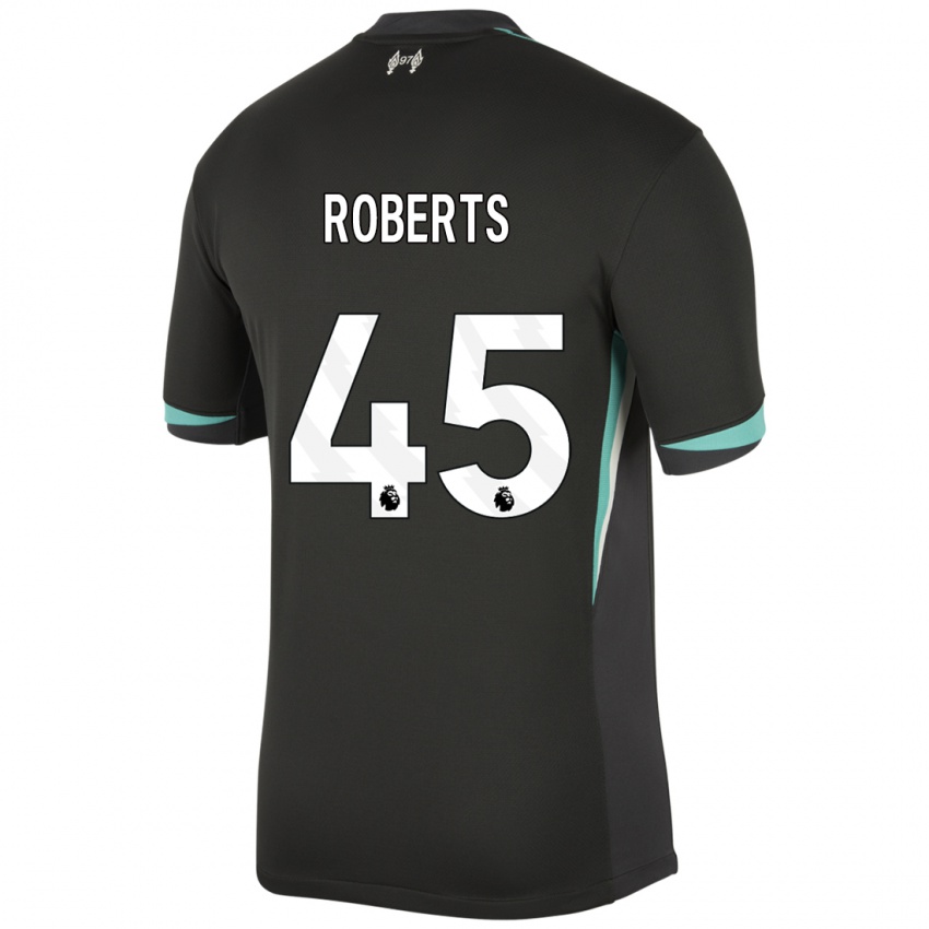 Mænd Iwan Roberts #45 Sort Antracit Hvid Udebane Spillertrøjer 2024/25 Trøje T-Shirt