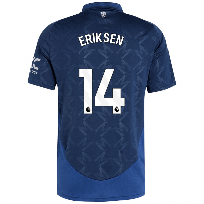 Mænd Christian Eriksen #14 Indigo Udebane Spillertrøjer 2024/25 Trøje T-Shirt