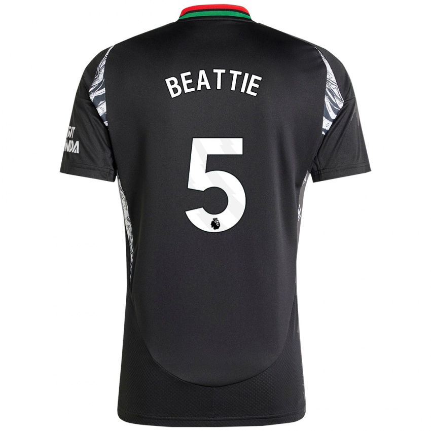 Mænd Jen Beattie #5 Sort Udebane Spillertrøjer 2024/25 Trøje T-Shirt