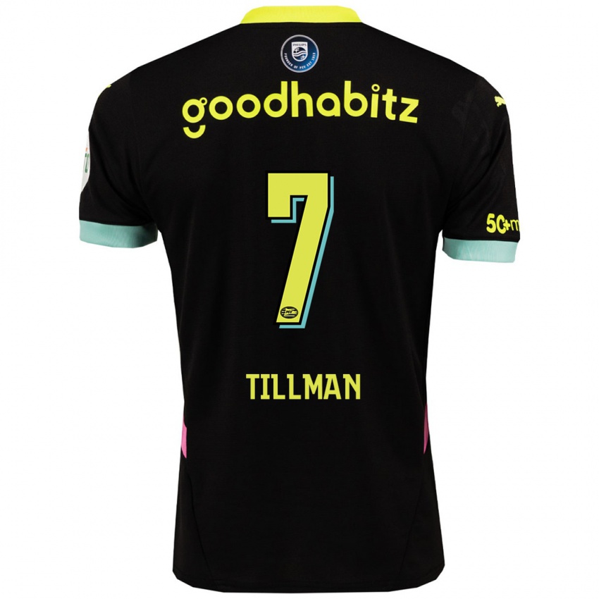 Mænd Malik Tillman #7 Sort Gul Udebane Spillertrøjer 2024/25 Trøje T-Shirt