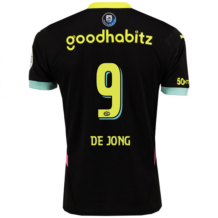 Mænd Luuk De Jong #9 Sort Gul Udebane Spillertrøjer 2024/25 Trøje T-Shirt