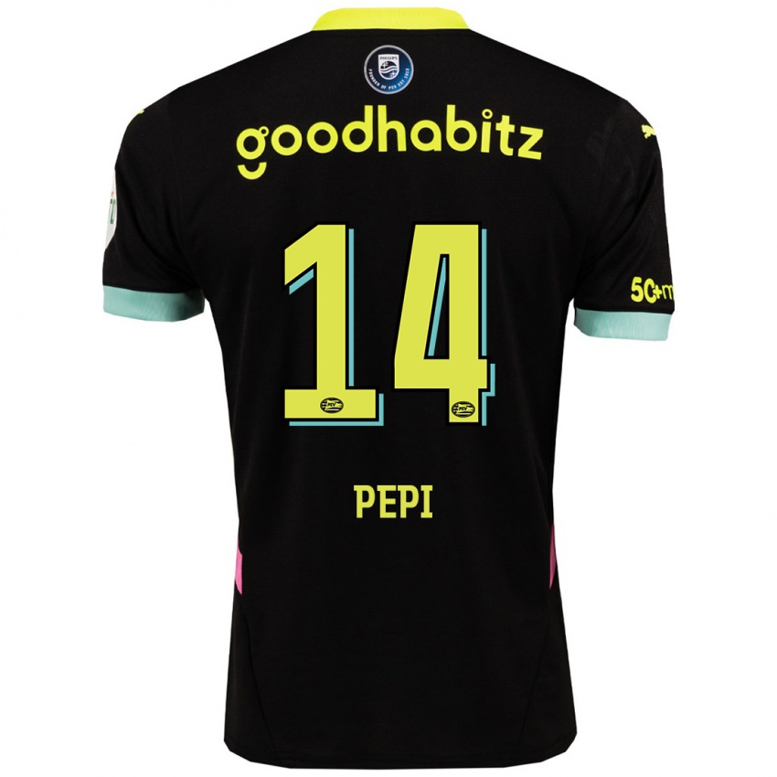 Mænd Ricardo Pepi #14 Sort Gul Udebane Spillertrøjer 2024/25 Trøje T-Shirt