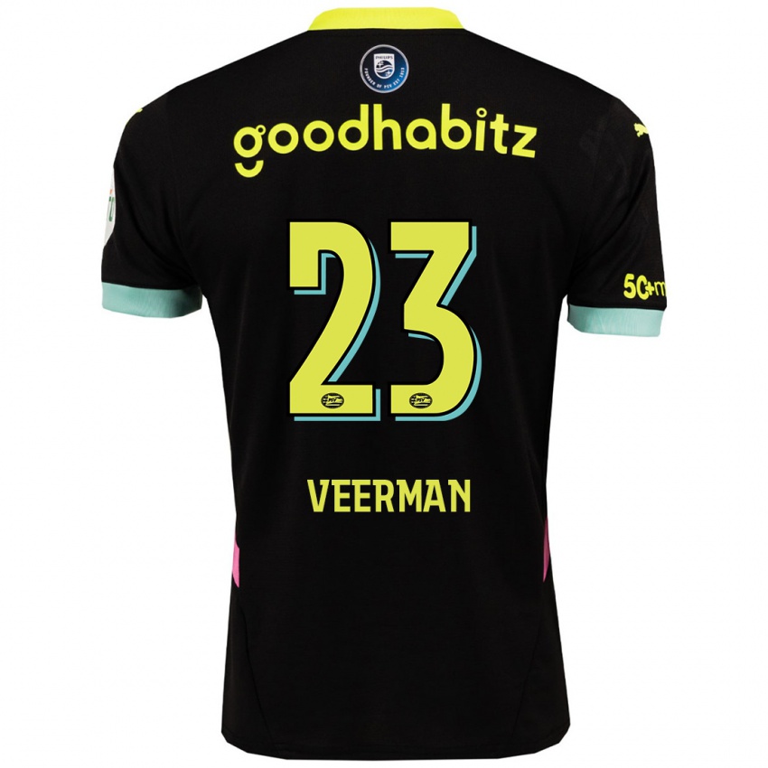 Mænd Joey Veerman #23 Sort Gul Udebane Spillertrøjer 2024/25 Trøje T-Shirt