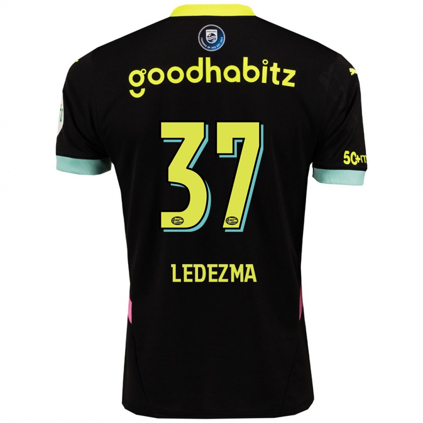 Mænd Richard Ledezma #37 Sort Gul Udebane Spillertrøjer 2024/25 Trøje T-Shirt