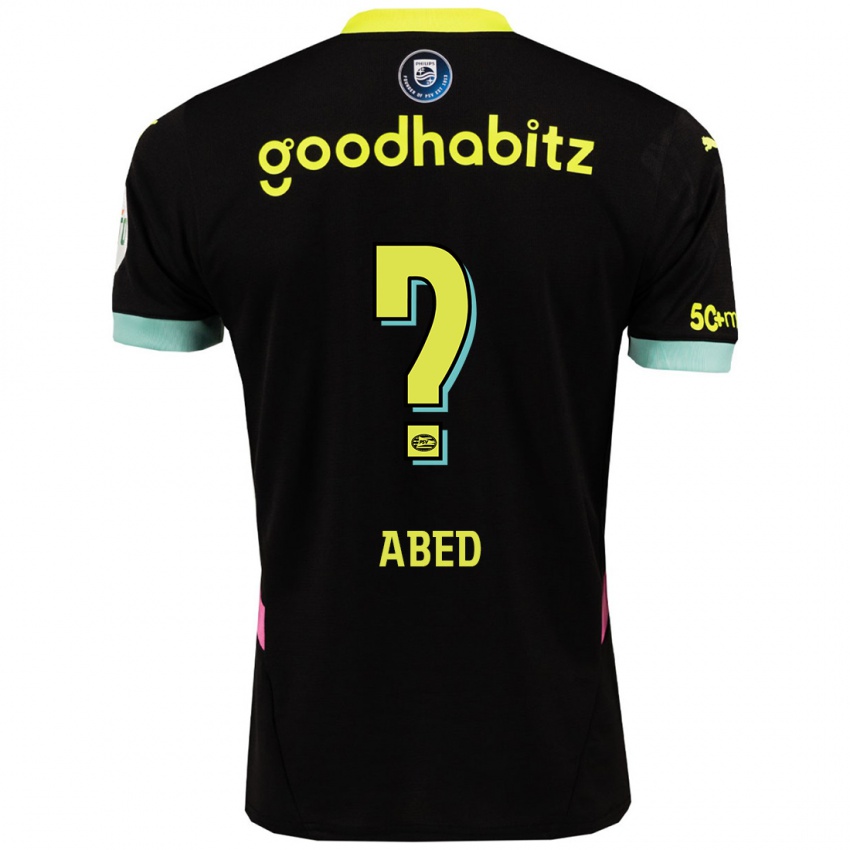 Mænd Tai Abed #0 Sort Gul Udebane Spillertrøjer 2024/25 Trøje T-Shirt