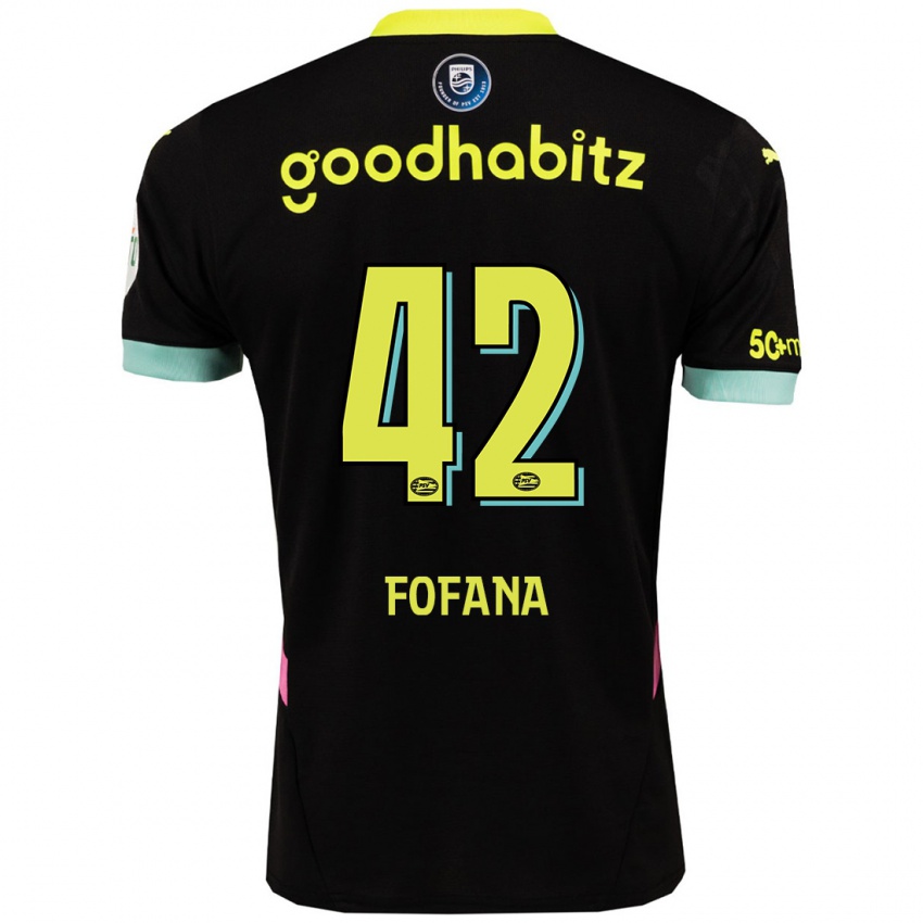 Mænd Fode Fofana #42 Sort Gul Udebane Spillertrøjer 2024/25 Trøje T-Shirt