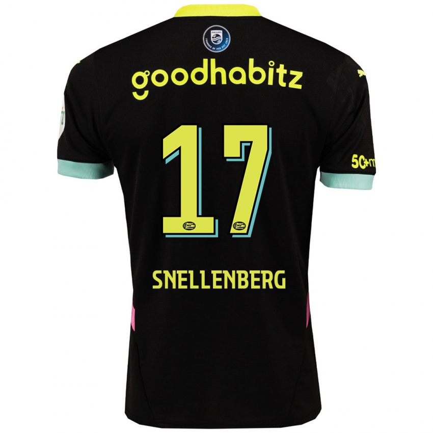 Mænd Maxime Snellenberg #17 Sort Gul Udebane Spillertrøjer 2024/25 Trøje T-Shirt