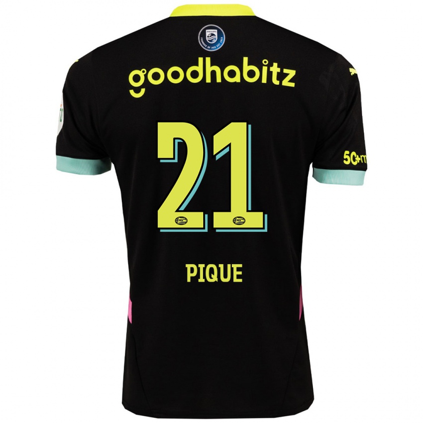 Mænd Naomi Piqué #21 Sort Gul Udebane Spillertrøjer 2024/25 Trøje T-Shirt