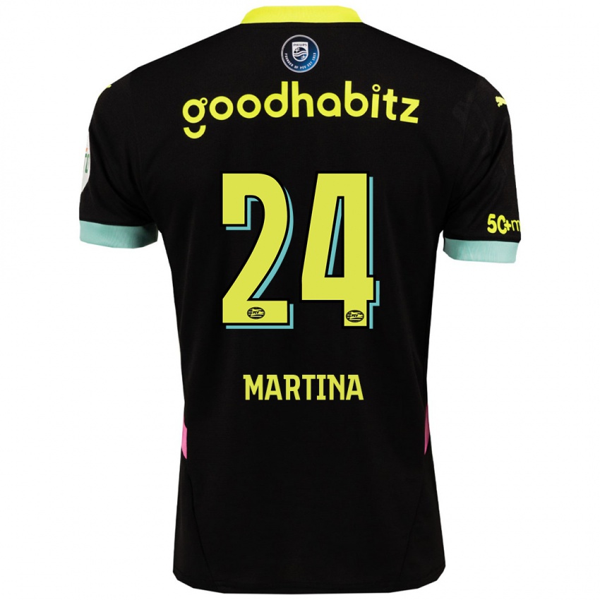 Mænd Shijona Martina #24 Sort Gul Udebane Spillertrøjer 2024/25 Trøje T-Shirt