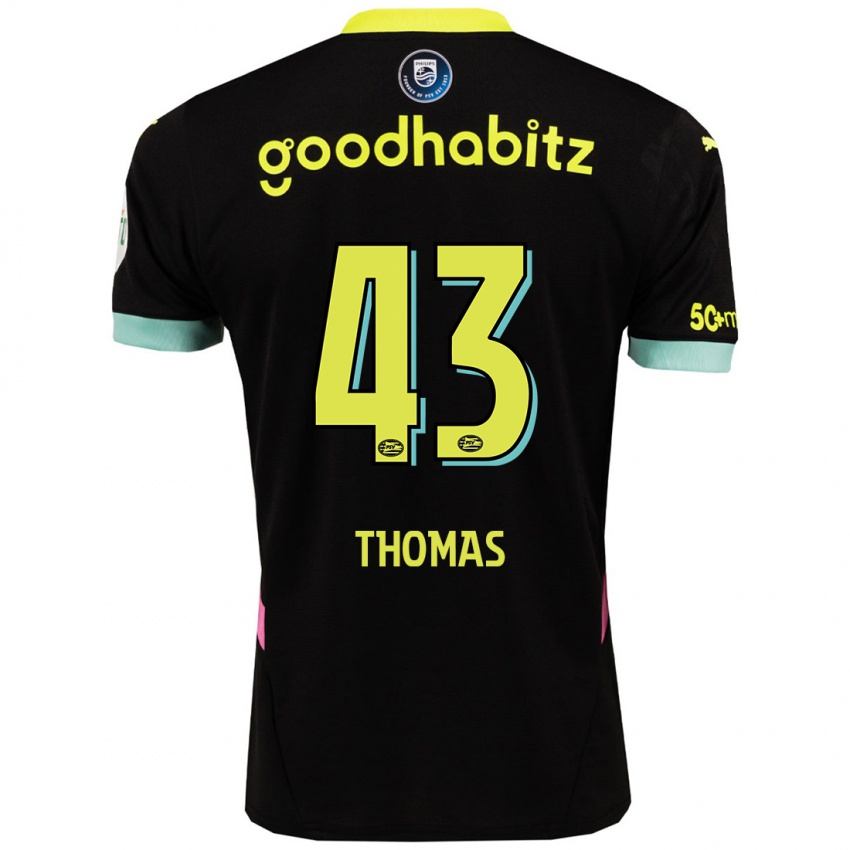 Mænd Kealyn Thomas #43 Sort Gul Udebane Spillertrøjer 2024/25 Trøje T-Shirt