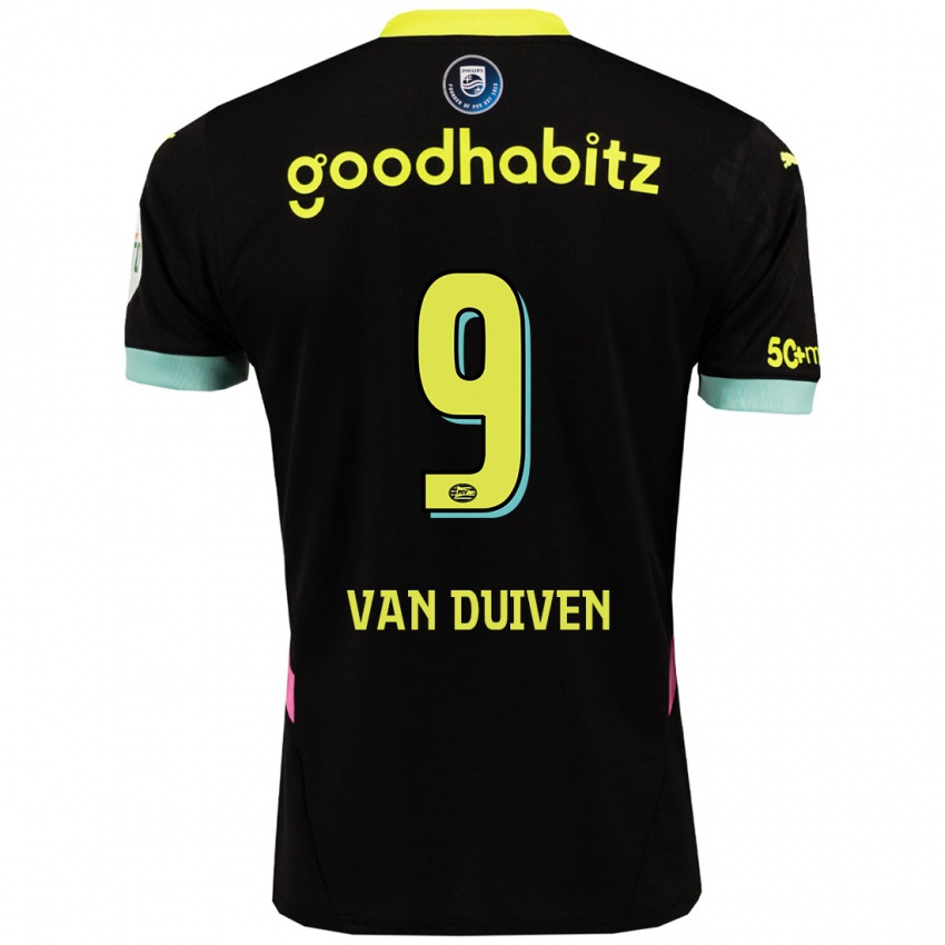 Mænd Jason Van Duiven #9 Sort Gul Udebane Spillertrøjer 2024/25 Trøje T-Shirt