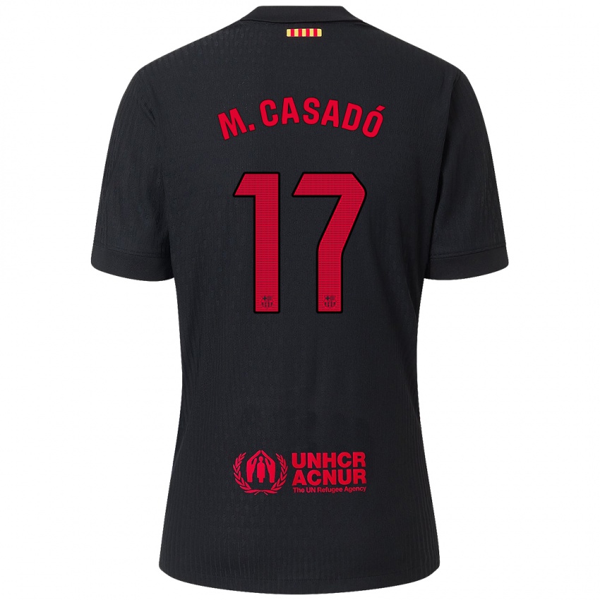 Mænd Marc Casado #17 Sort Rød Udebane Spillertrøjer 2024/25 Trøje T-Shirt