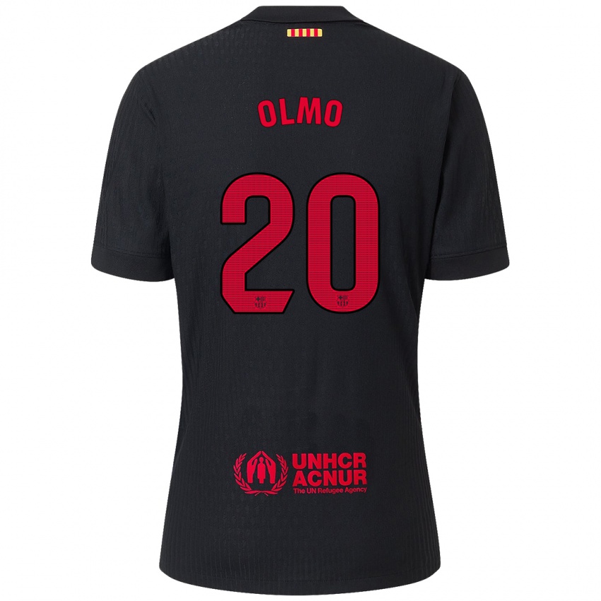 Mænd Dani Olmo #20 Sort Rød Udebane Spillertrøjer 2024/25 Trøje T-Shirt