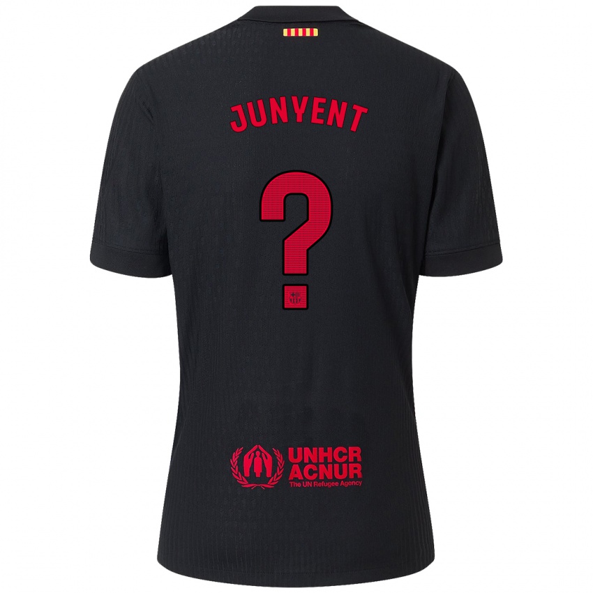 Mænd Quim Junyent #0 Sort Rød Udebane Spillertrøjer 2024/25 Trøje T-Shirt