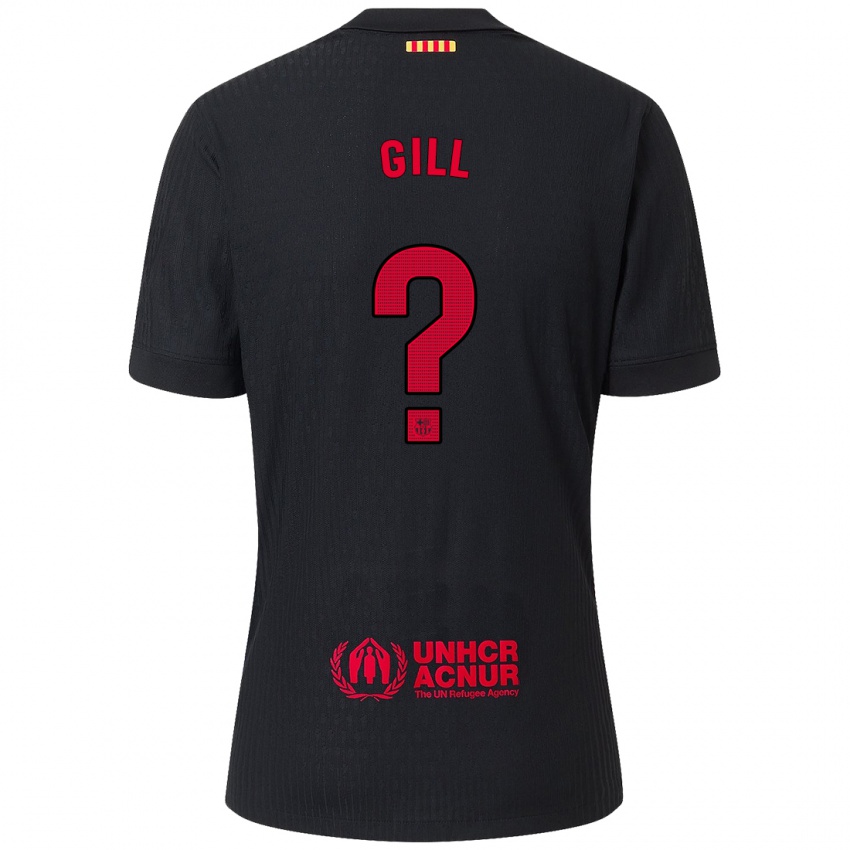 Mænd Adrian Gill #0 Sort Rød Udebane Spillertrøjer 2024/25 Trøje T-Shirt