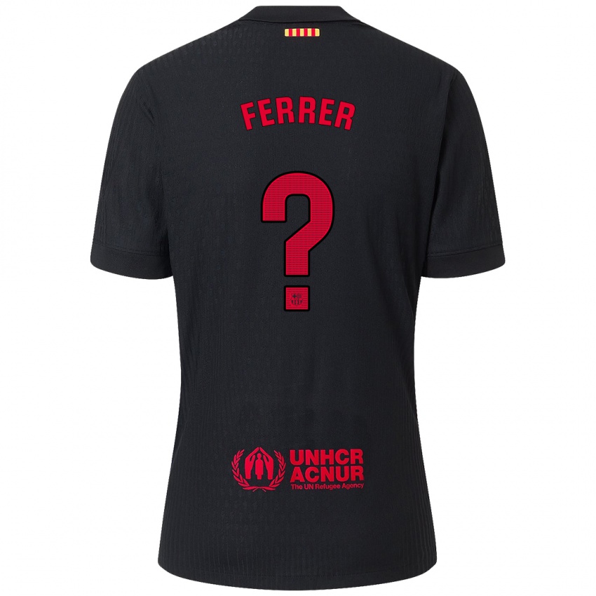 Mænd Dani Ferrer #0 Sort Rød Udebane Spillertrøjer 2024/25 Trøje T-Shirt