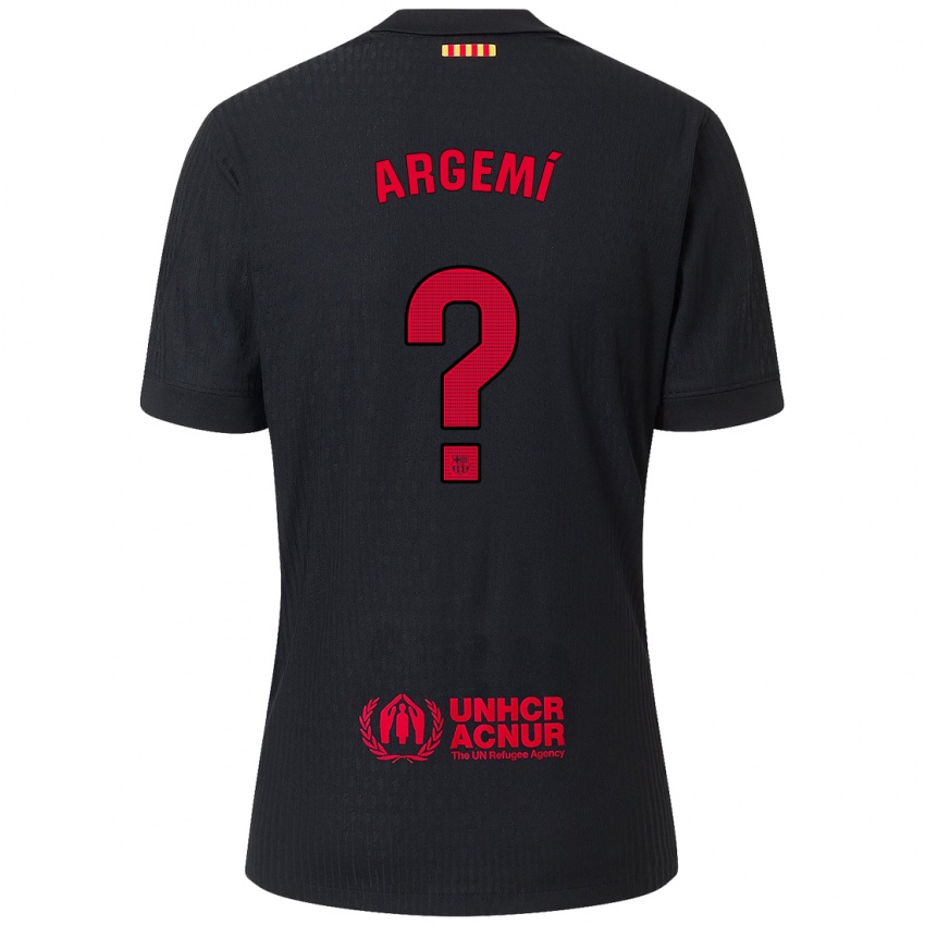 Mænd Adam Argemí #0 Sort Rød Udebane Spillertrøjer 2024/25 Trøje T-Shirt