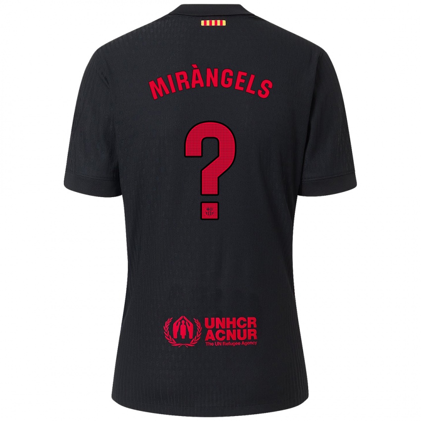 Mænd Xavi Miràngels #0 Sort Rød Udebane Spillertrøjer 2024/25 Trøje T-Shirt