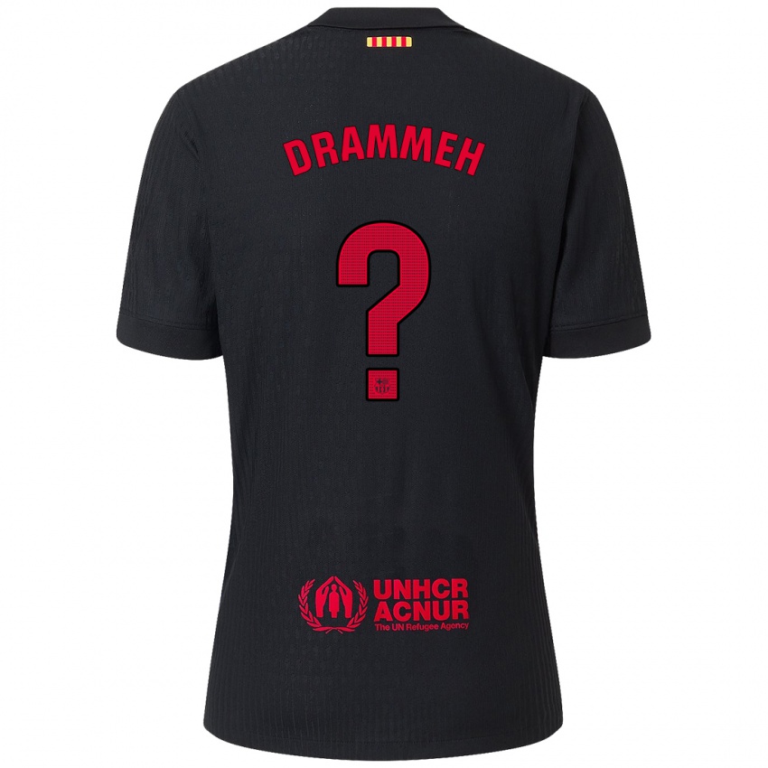 Mænd Alieu Drammeh #0 Sort Rød Udebane Spillertrøjer 2024/25 Trøje T-Shirt