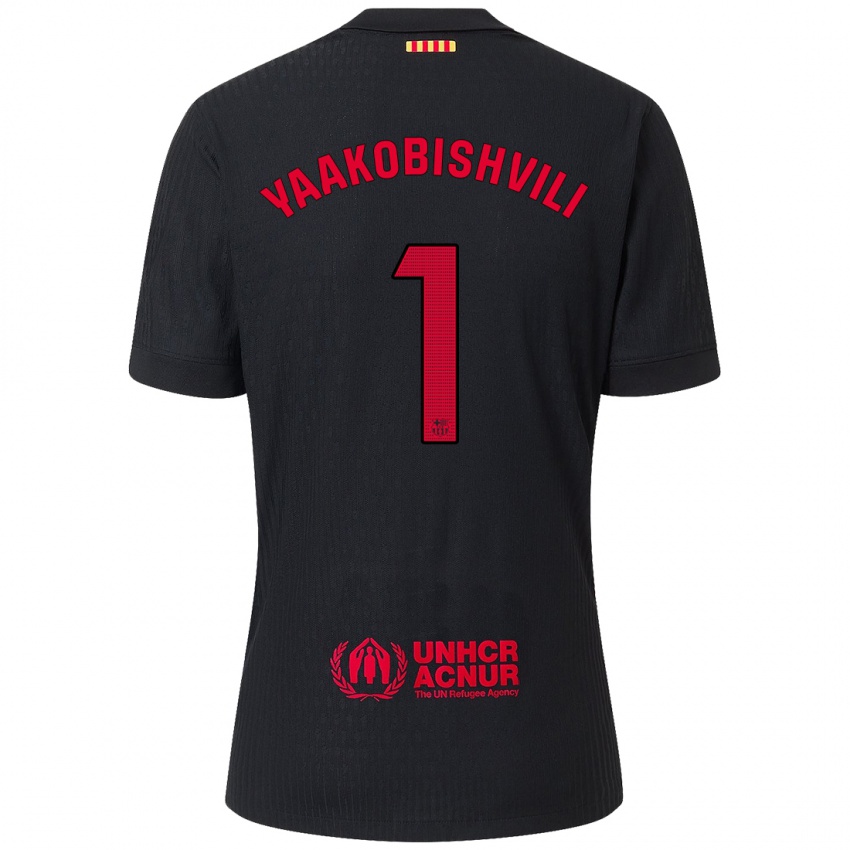 Mænd Áron Yaakobishvili #1 Sort Rød Udebane Spillertrøjer 2024/25 Trøje T-Shirt