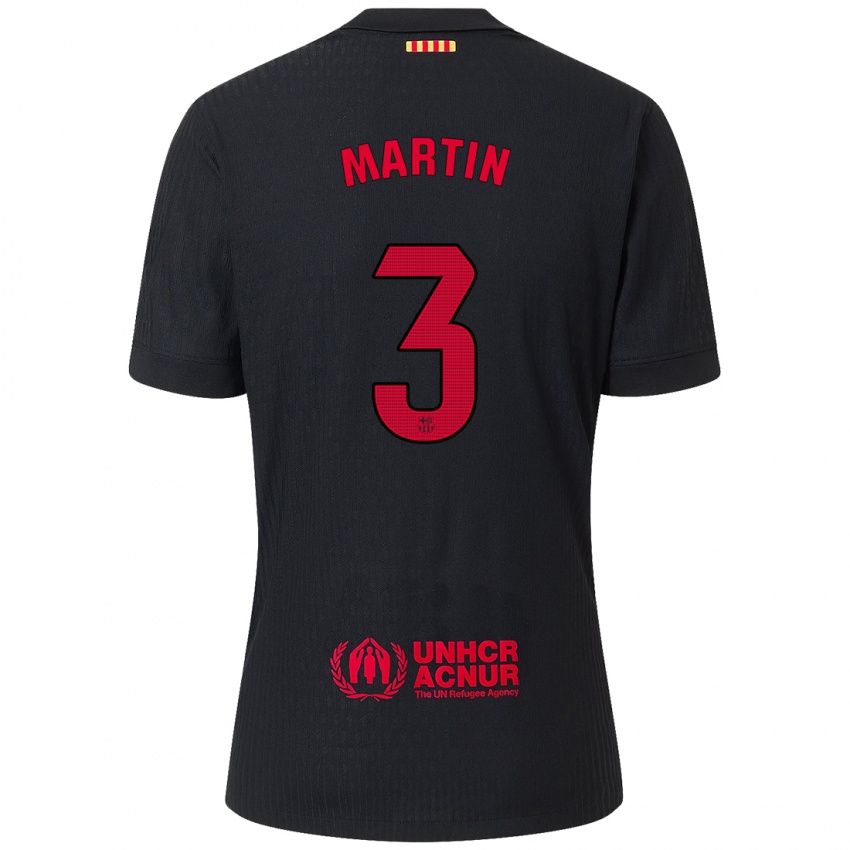 Mænd Gerard Martin #3 Sort Rød Udebane Spillertrøjer 2024/25 Trøje T-Shirt